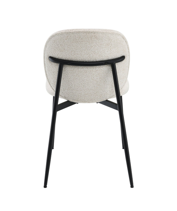 English Elm Klaus Modern White Bouclé Side Chair Set of 2 with Padded Seat & Back, Black Metal Frame, 220lb Capacity B2726P309349