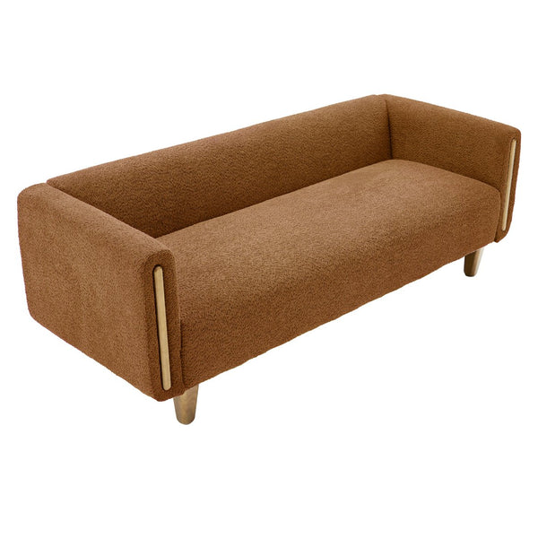 English Elm Modern Boucle Three Seat Sofa with Rubberwood Legs Pocket Spring Support Living Room Orange N763P403678G