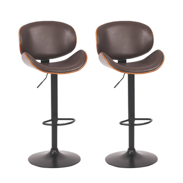 English Elm Hengming Bentwood Pu Leather Swivel Barstools Adjustable Height Kitchen Island Set Brown W212P465192