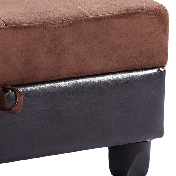 English Elm Elegant Chocolate Microfiber Upholstered Ottoman - Compact 18"H x 37"W x 26"D Seat, Durable, Contemporary Style B078108510