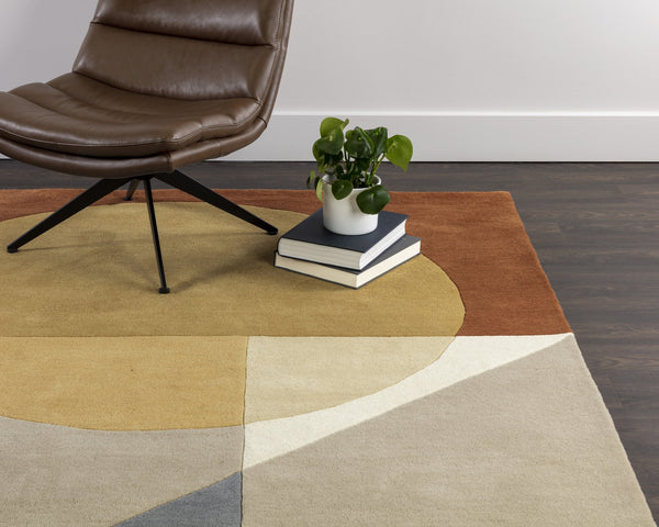 Sunpan Dusk Geometric Hand-Tufted Rug - Artisan Crafted from Wool and Cotton for Unique Retro Style 6' X 9'