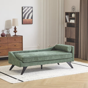 English Elm Christopher Knight Home® - CHAISE modern fabric lounge with rolled accent pillow, splayed birch legs and luxe comfort seating experience Green 68.25 L x 28 W x 17.75 H N776P291705G