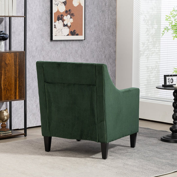 English Elm COOLMORE Modern Accent Chair with Corduroy Upholstery, Solid Wood Frame, Supportive Dual Pillows for Cozy Living Spaces Emerald W395P195360