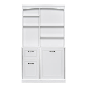 English Elm Bathroom Tall Storage Cabinet with Tilt-Out Hamper, 70.9" Linen Tower, 2 Drawers, Adjustable Shelves, White Finish N725P278420K