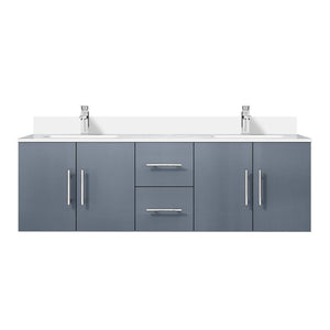 English Elm Dark Grey Double Bath Vanity 60 in W x 22 in D with White Quartz Top, Soft-Close Drawers & Faucet Set B2731P258668