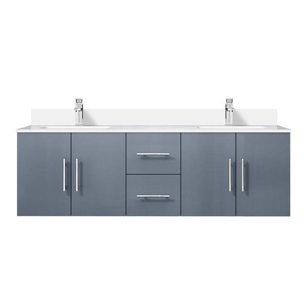 English Elm Dark Grey Double Bath Vanity 60 in W x 22 in D with White Quartz Top, Soft-Close Drawers & Faucet Set B2731P258668