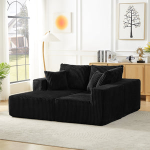 English Elm Modular Sectional Sofa - Modern Black Corduroy Cloud Couch, 4-Seater Deep Seat, No Assembly Needed! W2339S00050