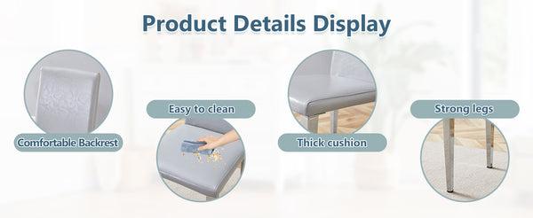 English Elm Four Pu Leather Dining Chairs with Metal Legs Modern Minimalist Set for Stylish Homes W1151P383507