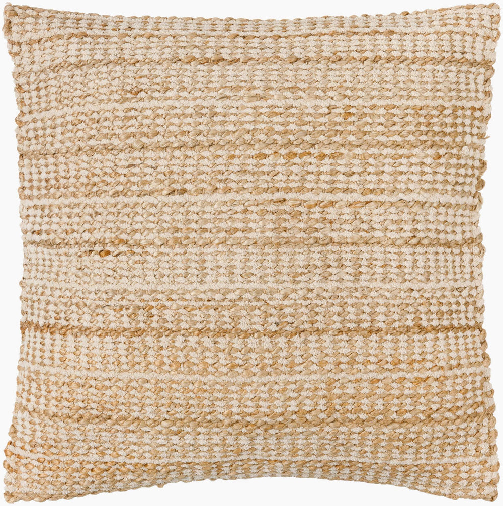 Surya Dhanbad Handmade 18"L X 18"W Jute & Cotton Accent Pillow For Cozy Cottage Charm & Comfort Beige Jute,Cotton,Jute Dbd001-1818p