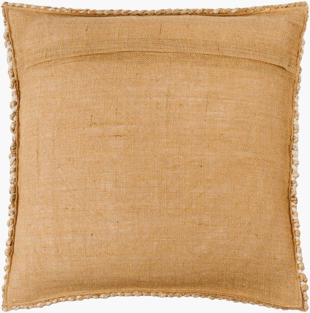 Surya Dhanbad Handmade 18"L X 18"W Jute & Cotton Accent Pillow For Cozy Cottage Charm & Comfort Beige Jute,Cotton,Jute Dbd001-1818p