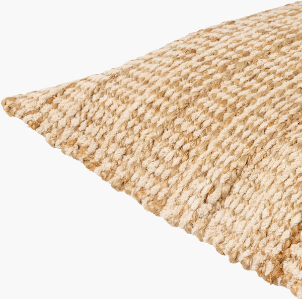 Surya Dhanbad Handmade 18"L X 18"W Jute & Cotton Accent Pillow For Cozy Cottage Charm & Comfort Beige Jute,Cotton,Jute Dbd001-1818p