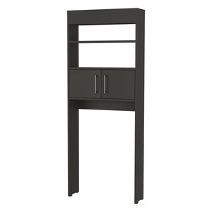 English Elm Valencia Black Over-The-Toilet Cabinet with Double Doors, 2 Shelves, Engineered Wood, 24.56"W x 8"D x 63"H B128P148820