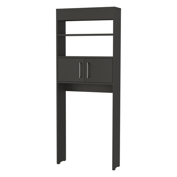 English Elm Valencia Black Over-The-Toilet Cabinet with Double Doors, 2 Shelves, Engineered Wood, 24.56"W x 8"D x 63"H B128P148820
