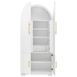 English Elm K&k Farmhouse Pantry Cabinet 72 Inch Tall Mdf Cupboard with Adjustable Shelves White N707S000020W