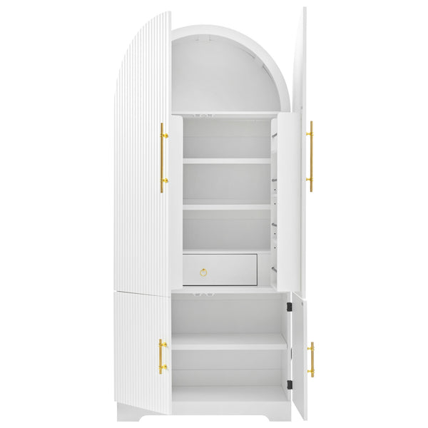English Elm K&k Farmhouse Pantry Cabinet 72 Inch Tall Mdf Cupboard with Adjustable Shelves White N707S000020W