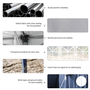 English Elm Outsunny 10' X 20' Heavy Duty Pop Up Canopy Tent With 4 Sidewalls For Stylish Outdoor Events & Gatherings W2225P174282-GIGA