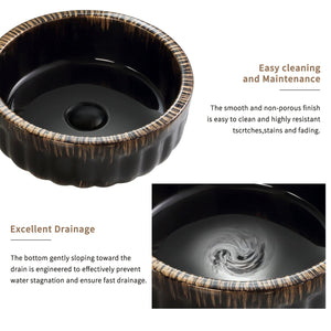 English Elm 15"x15" Ceramic Vessel Sink Gold Rim Gloss White Basin for Modern Bathroom Vanity W3402P435611