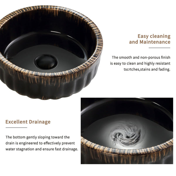 English Elm 15"x15" Ceramic Vessel Sink Gold Rim Gloss White Basin for Modern Bathroom Vanity W3402P435611
