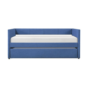 English Elm 1pc Trudy Daybed with Trundle Upholstered Fabric Modern Wooden Frame Versatile Guest Sofa Bed Blue 82.5 L x 33 W x 6.5 H B011P256687