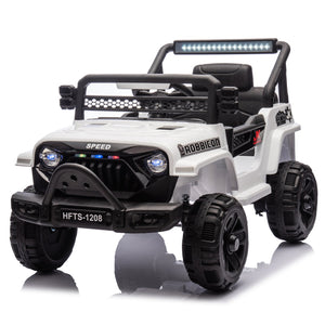 English Elm 12v Kids Electric Ride on Truck with Parental Remote Four Wheel Suspension and Led Lights White W1578P187457