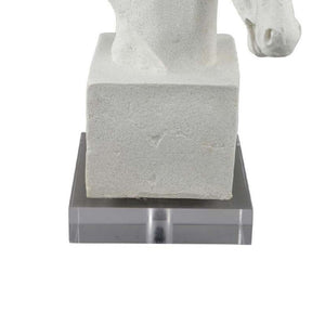 English Elm Horse Head Sculpture White Resin Bust with Gray Acrylic Base Gallery Tabletop Art B056P417007