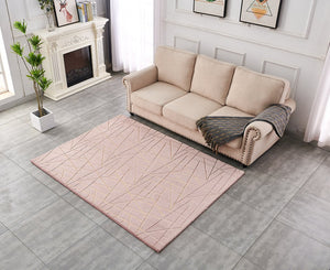 English Elm Luxury Dust Pink Faux Fur Area Rug With Gold Accents - Machine Washable, Anti-Slip & Plush Comfort B030P233698