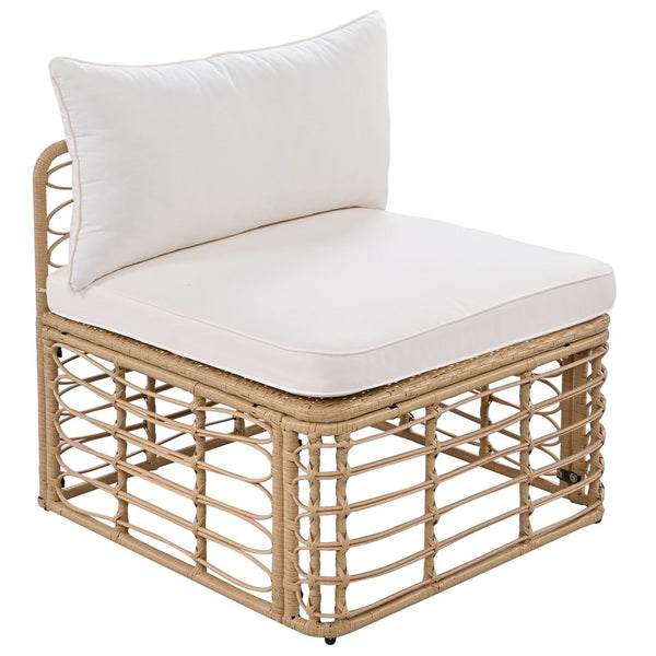 English Elm Go Modular Outdoor Sectional Set Pe Rattan Patio Sofa with Round Coffee Table FG201233AAA