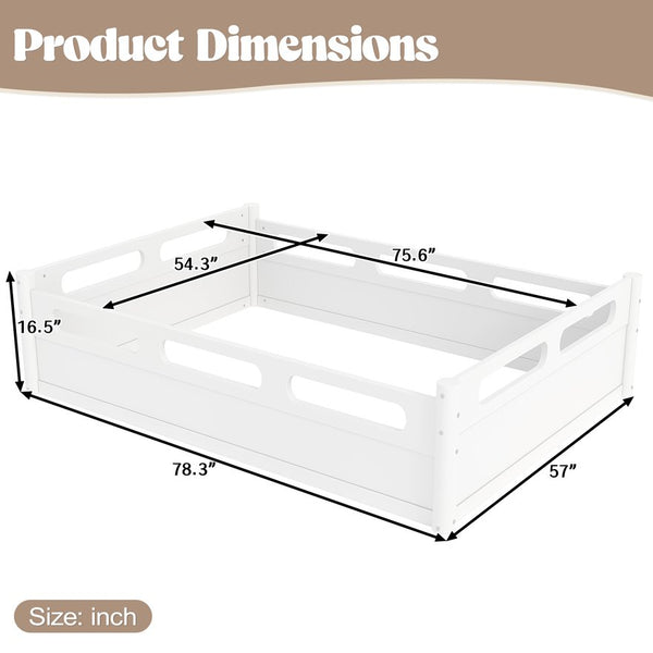 English Elm Twin Low Profile Floor Bed with Guardrails Pine Wood Frame Minimalist Bedroom White W1580P438792