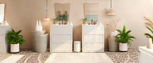 English Elm Christopher Knight Home® - 60" Double Sinks Bathroom Vanity Set with Two Ceramic Basins, Soft-Close Drawers, Sleek Handle-Free Design White N817P280550W