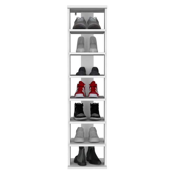 English Elm Odesto 48.7" Tall 8-Tier Vertical Shoe Rack — Narrow White Space-Saving Tower for Entryway & Closet Storage B070P238864