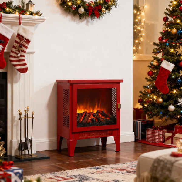 English Elm 18 Inch Electric Stove Heater Cast Iron Style 3d Led Flame Panoramic Mesh View W1769P394302