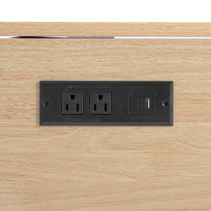 English Elm K&k Fluted Rolling Kitchen Island Faux Marble Top Power Outlet Storage Drawers White N707P353945W