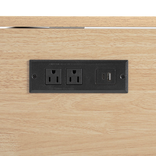 English Elm K&k Fluted Rolling Kitchen Island Faux Marble Top Power Outlet Storage Drawers White N707P353945W