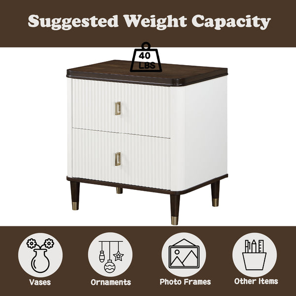 English Elm Carena Two-tone Walnut Veneer Nightstand with Usb Charging for Modern Bedrooms B2756P493473