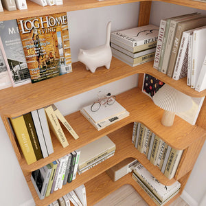 English Elm 90cm L-shaped Corner Bookcase Five Tier Mdf Open Shelving for Living Room W2899P444150