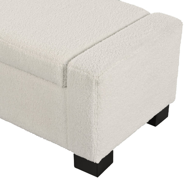 English Elm 50" Upholstered Storage Bench Textured Fabric Hinged Lid Birch Legs Bedroom Entryway N767P397108B