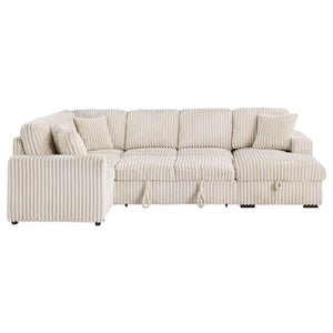 English Elm Thurston Corduroy Sectional Sofa with Hidden Chaise Storage and Pop-up Sleeper Camel B062S01483