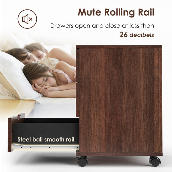 English Elm 3-drawer Rolling Wood File Cabinet with Locking Casters for Home Office Under Desk Brown T3623P434241