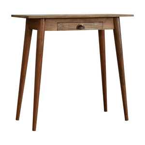 English Elm Solid Wood Mini Nordic Writing Desk - Compact Mango Design With 1 Drawer & Tapered Legs In Light Brown B182P280772-GIGA
