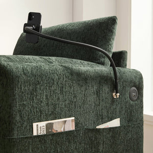 English Elm 37" Oversized Chenille Armchair with Ottoman Usb Charging Pocket Spring Living Room Green N723P387145F