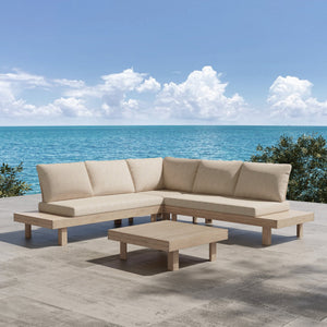 English Elm Christopher Knight Home® - Topia Acacia 4-Piece Outdoor Sectional Set With Cushions, Built-In Tables & Weather-Resistant Design N773OS00050S
