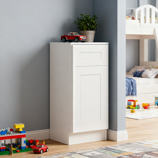 English Elm 15" White Shaker Base Cabinet Soft Close Solid Wood Kitchen Bathroom Storage T2950P361477