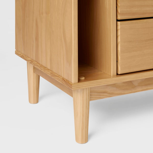 Lee Mid-Century Modern 25" Solid Pine 2-Drawer Nightstand - Stylish Storage for Any Room!