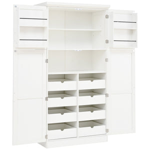English Elm [assembly Included] Topmax Shaker Pantry Cabinet Tall Mdf Kitchen Storage with Pull-out Trays White SP000099AAK