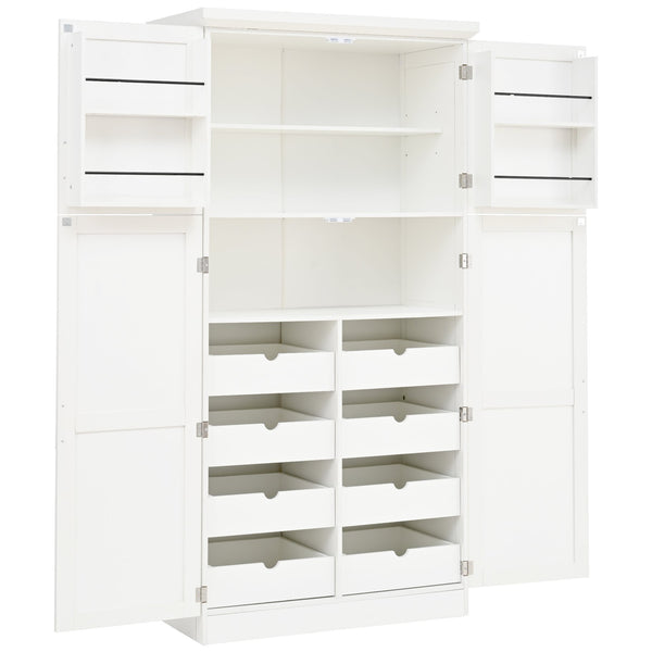 English Elm [assembly Included] Topmax Shaker Pantry Cabinet Tall Mdf Kitchen Storage with Pull-out Trays White SP000099AAK