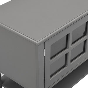 English Elm TV Stand with Modern Sleek Panel Design, Soft-Closing Drawers, Magnetic Doors & Sturdy Storage System Grey WF309280AAK