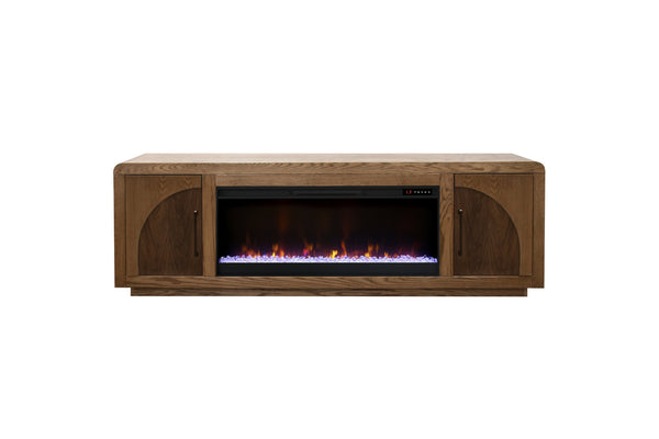 English Elm Eclipse 82-Inch Fireplace Tv Stand For Tvs Up To 90" - Vintage Bourbon & Walnut Finish, Storage & Heat B108P345183