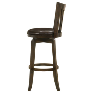 English Elm Decker Dark Cherry Swivel Bar Stool with Faux Leather Seat, 360° Rotation, Elegant Slat Back Finish B062P299929
