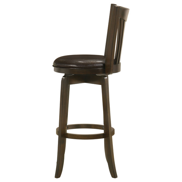 English Elm Decker Dark Cherry Swivel Bar Stool with Faux Leather Seat, 360° Rotation, Elegant Slat Back Finish B062P299929