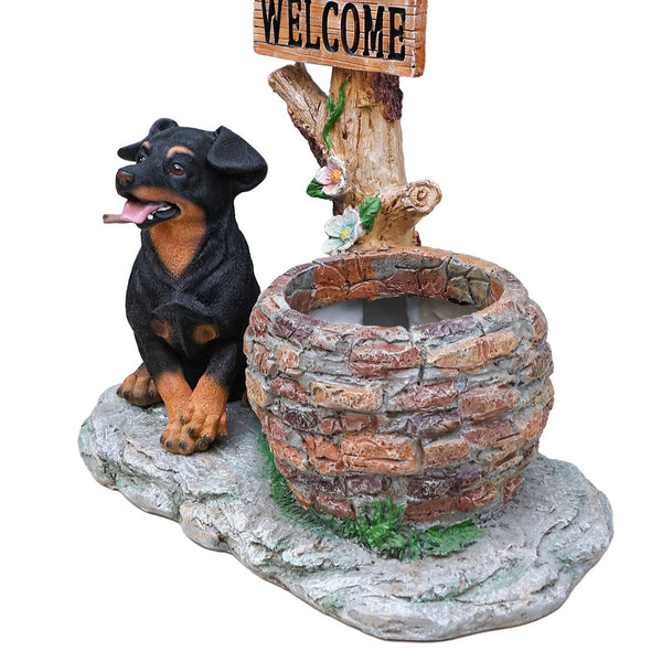 English Elm Labrador Solar Garden Statue with Led Glow and Built-in Succulent Planter Basin W5398P464239